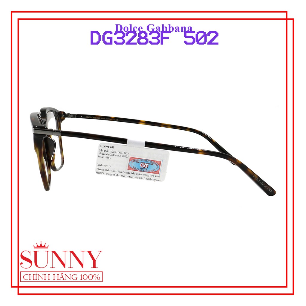 Gọng kính nam nữ chính hãng Dolce &amp; Gabbana DG3283F 502 màu sắc thời trang, thiết kế dễ đeo bảo vệ mắt