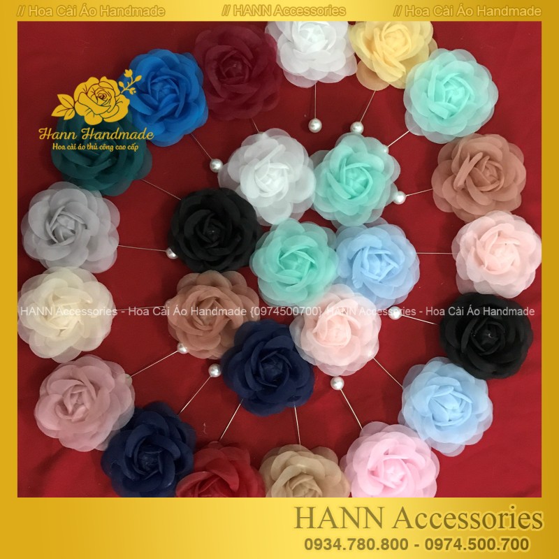 Hoa cài áo handmade chất liệu vải cao cấp, phụ kiện thời trang sang chảnh, Bông Cài Váy Áo, Trâm Cài Áo