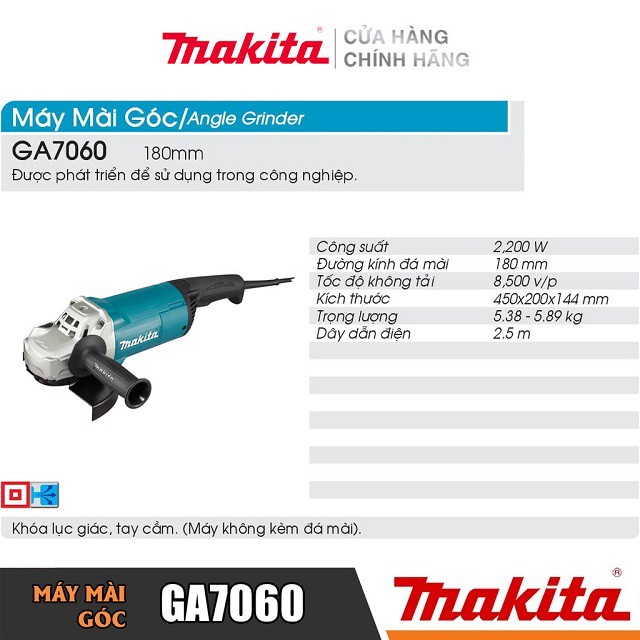 [Chính Hãng] Máy Mài Góc Makita GA7060 (180MM-2200W) Bảo Hành Tại Các TTBH Toàn Quốc