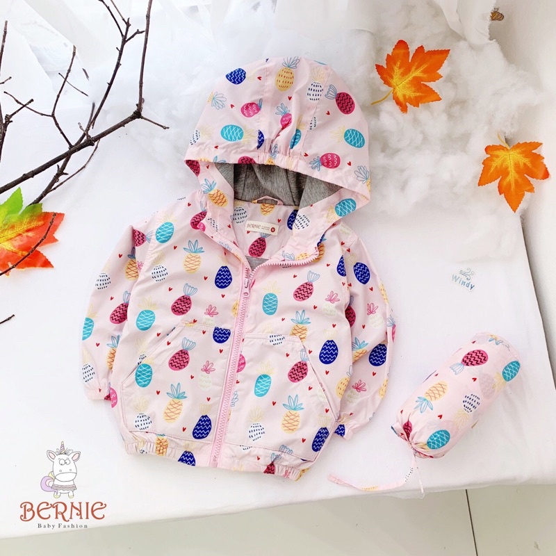 Áo khoác gió lót cotton kèm túi cho bé từ 9- 22kg
