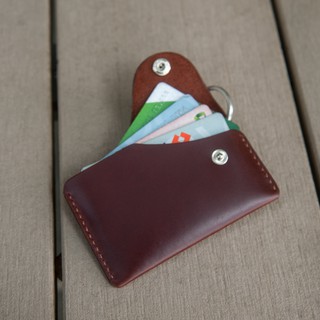 Móc khóa đựng thẻ ATM handmade da bò thật - Màu Nâu