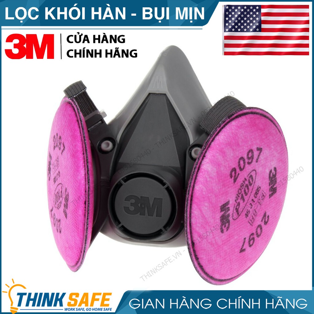 Mặt nạ phòng dịch 3M 6200 phin lọc 3M 2097 lọc bụi mịn pm2.5, khói hàn, chống hơi sơn- Bảo Hộ Thinksafe