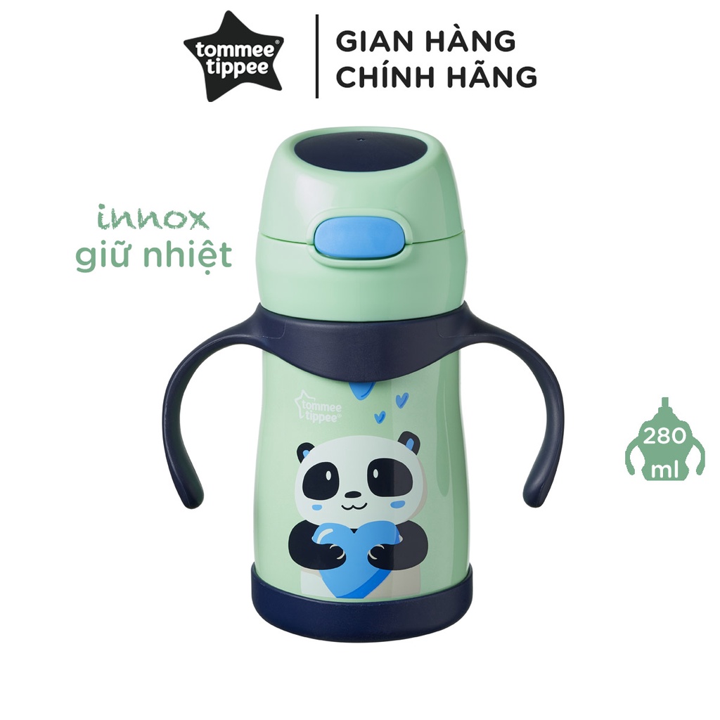 Bình uống nước Inox giữ nhiệt có ống hút và tay cầm cho bé Tommee Tippee 280ml từ 12 tháng