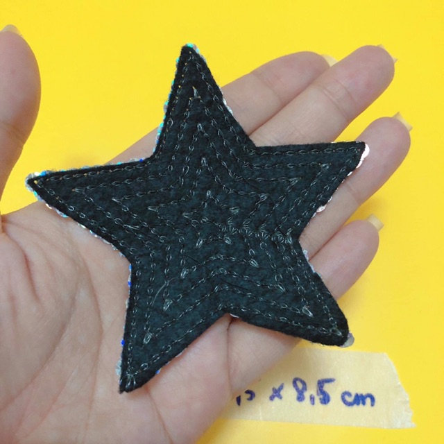 Hình thêu, sticker thêu ngôi sao kim sa màu
