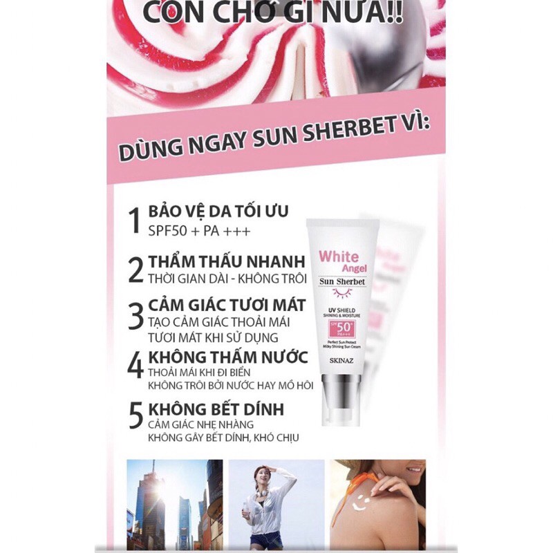 Kem chống nắng cao cấp White Angel Sun Sherbet Skinaz