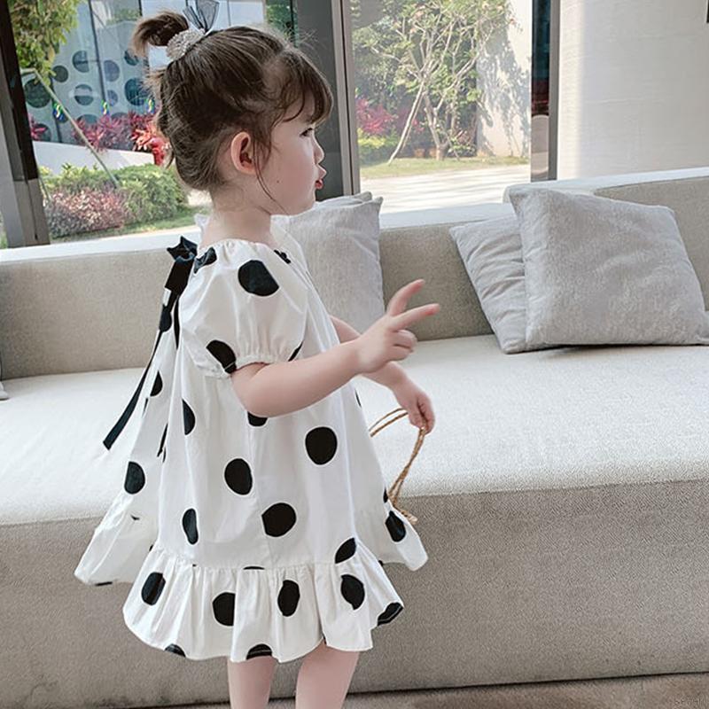 Đầm công chúa họa tiết chấm bi mùa hè đáng yêu cho bé gái 1-7 tuổi