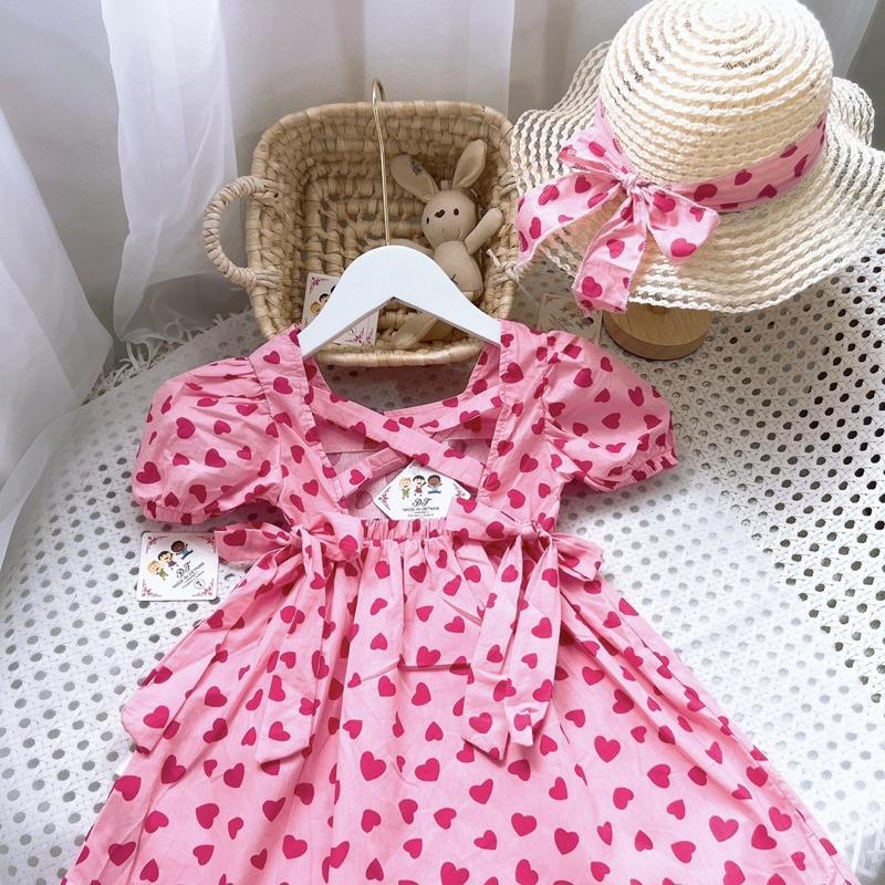 VÁY THÔ BABY DOLL CHẤM BI KÈM MŨ CHO BÉ