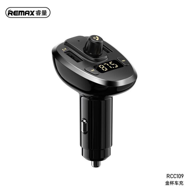 Tẩu sạc oto remax RCC109 2 cổng USB màn hình led hỗ trợ bluetooth nhận cuộc gọi hỗ trợ nghe nhạc hàng chính hãng