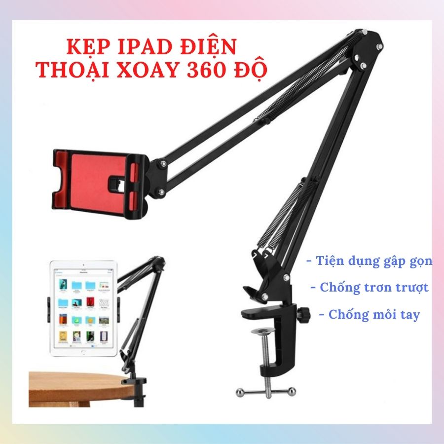 Giá Đỡ Điện Thoại, Ipad Xem Phim Kẹp Đầu Giường, Bàn - Loại 1 Bằng Kim Loại Tiện Lợi