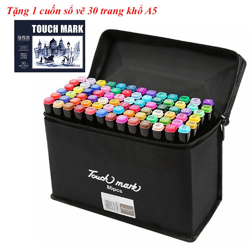 Bộ bút Touch Marker Raven 30/60/80 màu chuyên dùng vẽ tranh hoạt hình, phong cảnh (Tặng 1 sổ vẽ)