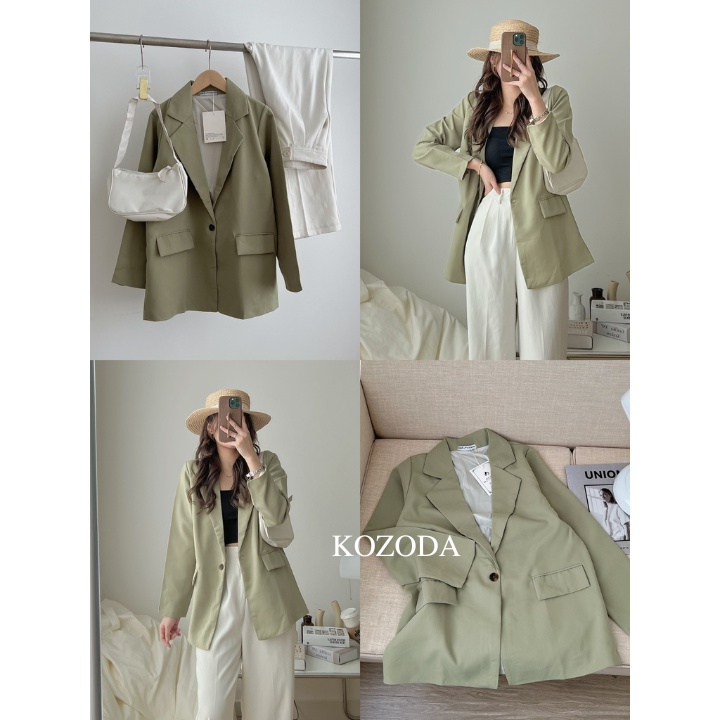 Áo blazer nữ áo vest khoác ngoài phong cách hàn quốc màu đen nâu tây kẻ 2 lớp 1 lớp kozoda AK1