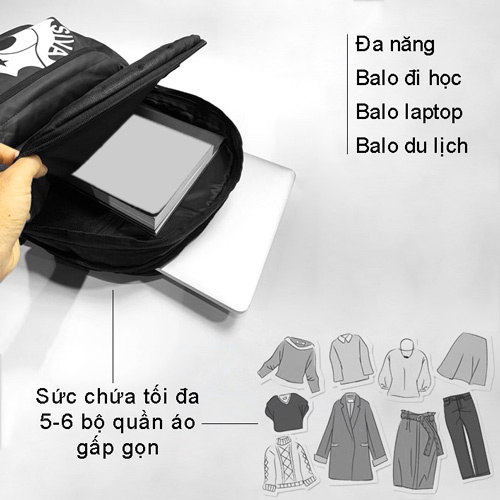 Balo laptop siva cá ngựa BSCN1509
