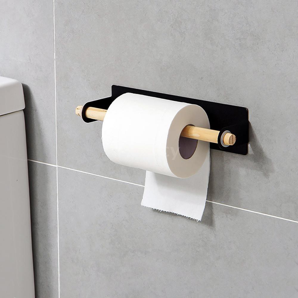Giá treo giấy vệ sinh trong phòng tắm tiện lợi bằng sắt và gỗ