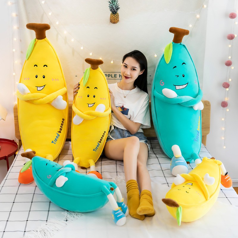 Gấu Nhồi Bông Chuối Tay Dài 1M4 Siêu Cute Size Lớn - Vải Nhung Co Dãn 4 Chiều Mềm Mịn - Bông Gòn Êm Ái Yuta Home