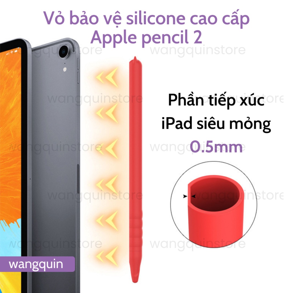 Sẵn VN - Vỏ bao ốp silicon tai mèo tai thỏ, case cho Apple Pencil 2 - Vỏ bọc bảo vệ bút cảm ứng cao cấp siêu mỏng đủ màu