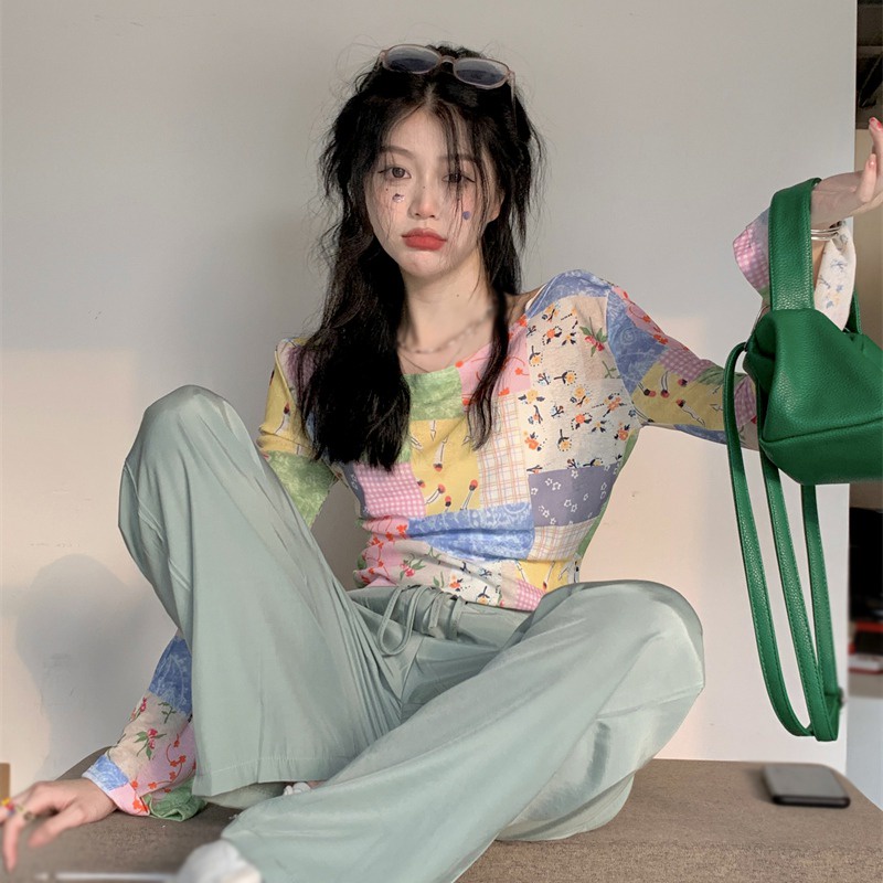 Áo Sơ Mi Tay Dài Ống Loe Họa Tiết Kẻ Sọc Thời Trang Hàn Quốc Xinh Xắn Cho Nữ