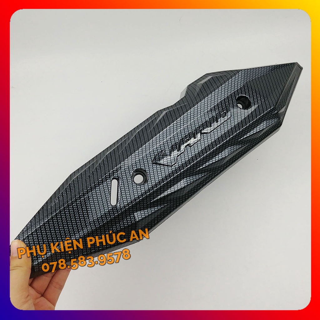 Ốp che ống pô xe Vario 125 150 - pát bô cách nhiệt ống xả năm 2018 2019 2020 2021 2022 2023 đen nhám carbon