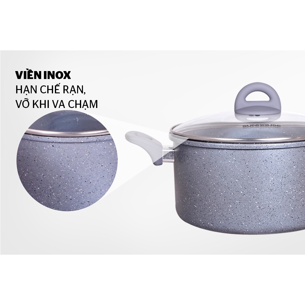 NỒI VÂN ĐÁ ĐÁY TỪ SUNHOUSE 16/20cm
