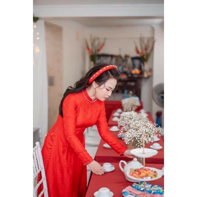 Áo Dài Gấm Tơ Tằm - Co Dãn - Bay Tà - Đủ Size - 1 Đổi 1