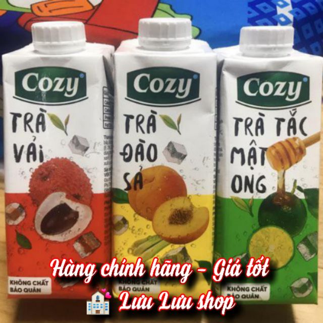 Rau má đậu xanh/Trà sữa đào Cozy/matcha - Trà trái cây hộp 225ml