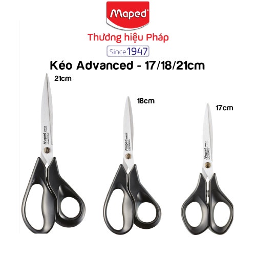 [MAPED] Kéo Advanced Maped đen - 17cm/18cm/21cm [Chính hãng]