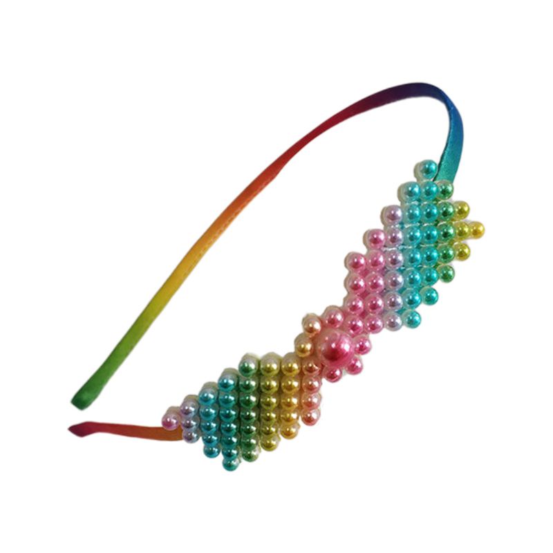 Băng Đô Đính Ngọc Trai Giả Màu Cầu Vồng Kiểu Hàn Quốc Xinh Xắn Cho Bé Gái