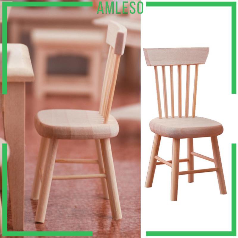 Mô hình ghế ngồi bàn ăn bằng gỗ không sơn thủ công trang trí nhà cửa