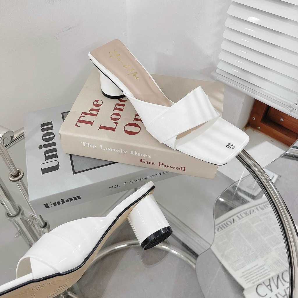 Dép cao cáo gót nữ quai da bảng ngang cực xinh