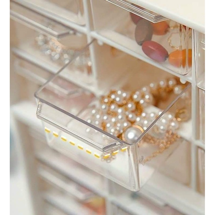 Tủ Mini 9 Ngăn Chống Bụi - Hộp 9 Ngăn Kéo Dễ Thương Đựng Trang Sức, Mĩ Phẩm, Đồ Dùng Học Tập
