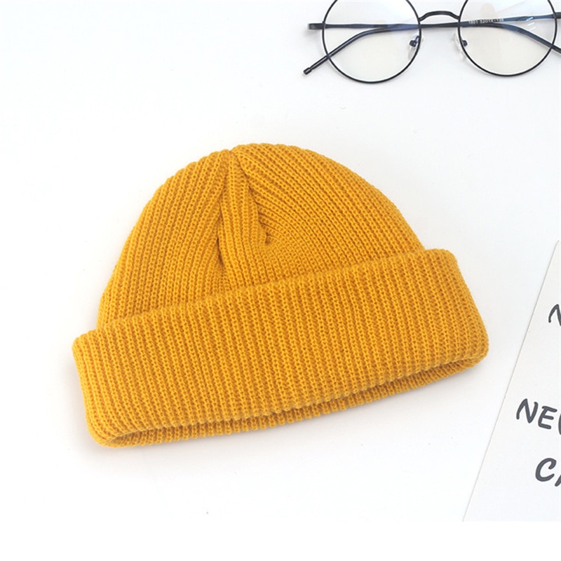 Mũ Len Beanie Không Vành Màu Trơn Giữ Ấm Mùa Đông Dành Cho Nam Nữ