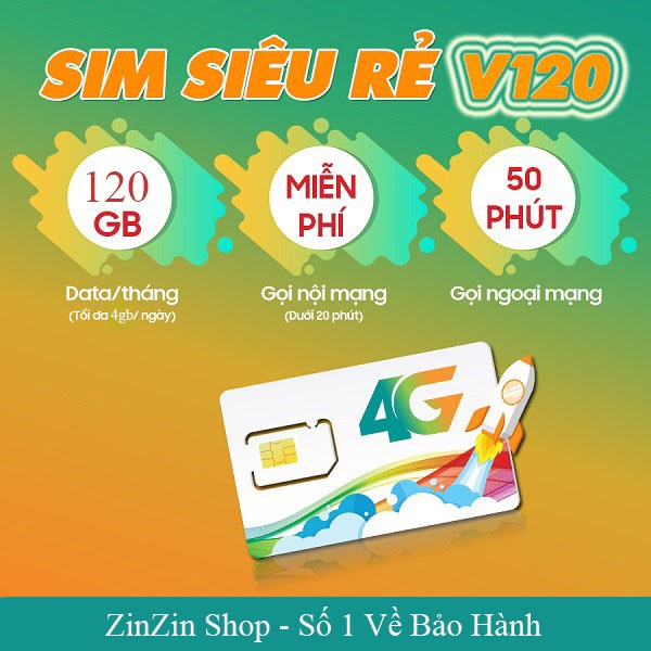 [Free 30 Ngày] Sim Viettel V120N Tặng 4GB 1 Ngày - Gọi Miễn Phí Viettel - Tặng 50p Gọi Ngoại Mạng Hàng Tháng.