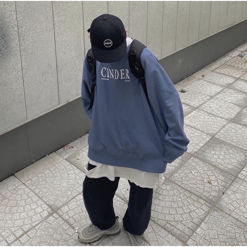Áo sweater form rộng CINDER, áo hoodie nam nữ local brand (Sweater xám xanh), áo sweater unisex đẹp giá rẻ