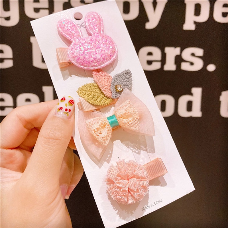 SET 4 KẸP TÓC VƯƠNG MIỆN, NƠ XINH CHO BÉ - Nana CT07