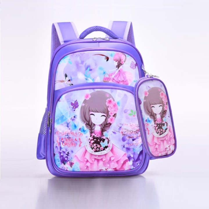 *Size 42cm* Balo học sinh chống gù, chống thấm nước cao cấp - Tặng kèm hộp bút - BL009