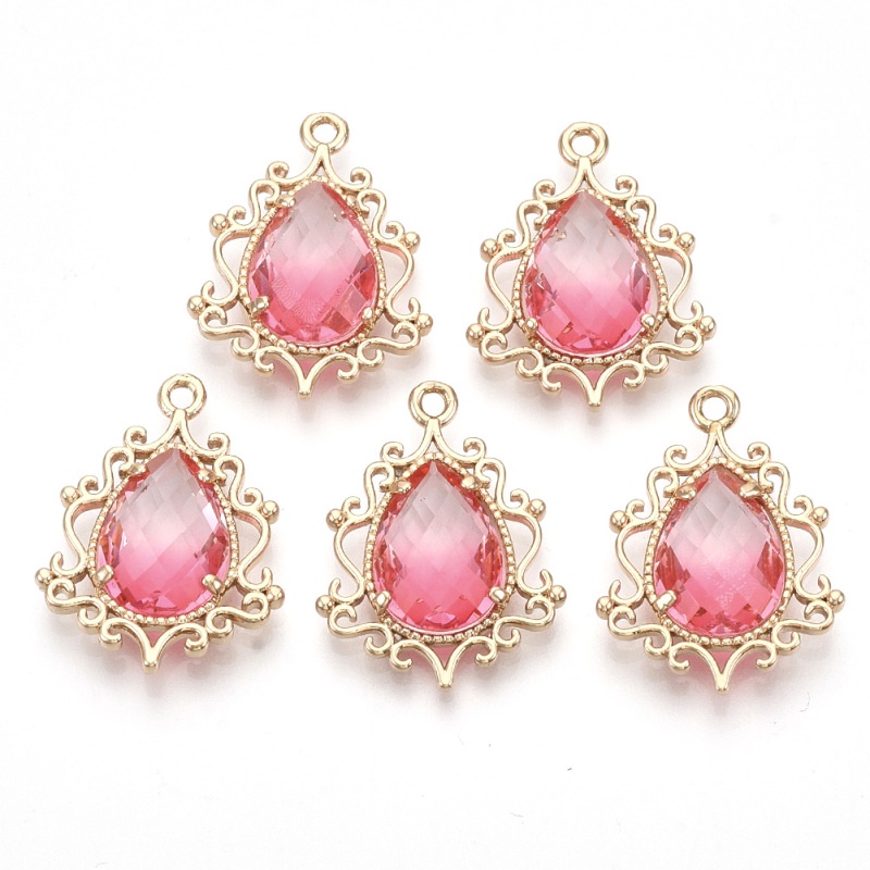 Bộ 2~5 Mặt Dây Chuyền Bằng Đồng Thau Hình Vương Miện Đính Đá Zirconia Và Hở Mặt Màu Vàng Đồng Làm Trang Sức