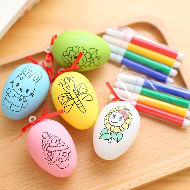 Đồ chơi tập vẽ trứng tô màu đi kèm 4 bút dạ