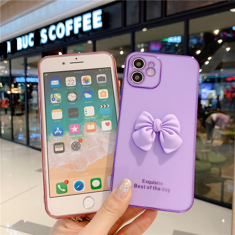 Ốp Điện Thoại TPU Mềm Mạ Hình Nơ 3D Cho OPPO A57 5G A77 A96 A95 A36 A76 A74 A54 A55 A92 A52 A53 Realme 9i 8i