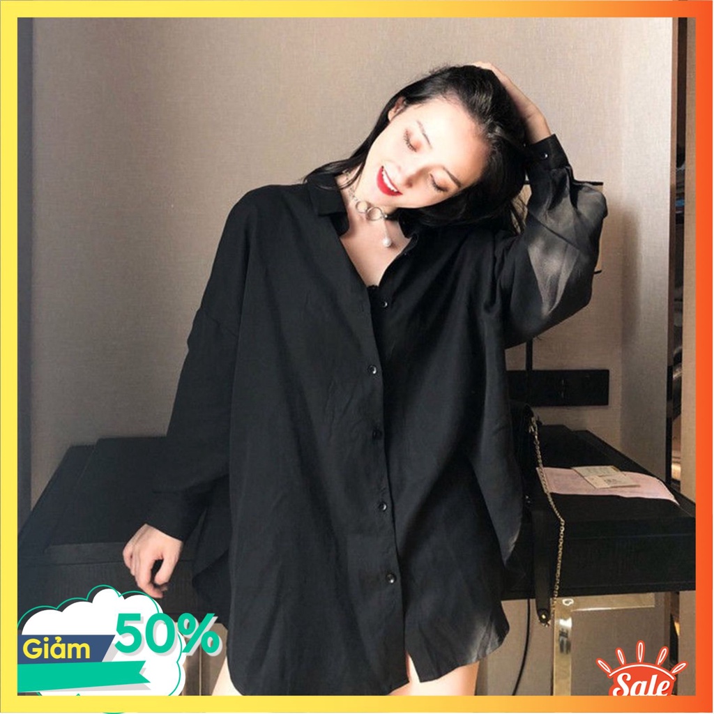 Áo Sơ Mi Nữ Form Rộng TRƠN Basic Unisex Dài Tay chất Cotton lụa Hàn mịn mát,Bigsize suông SM1 | BigBuy360 - bigbuy360.vn
