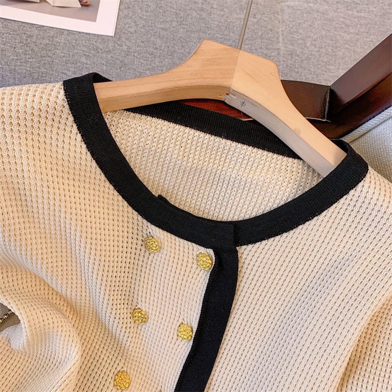 Áo Cardigan Dệt Kim Tay Dài Hai Hàng Nút Đơn Giản Phong Cách Mới Cho Nữ  tao bao