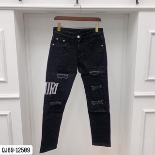 Quần bò nam ống côn Amiri rách thêu chữ bản đẹp mới hot trend 2022