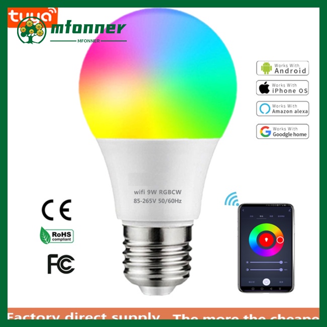 Bóng Đèn Led Đổi Màu Thông Minh Mfonner Wifi Rgb 9w Điều Khiển Bằng Giọng Nói Tiện Dụng