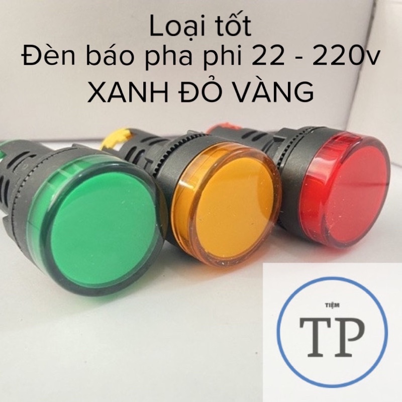 Đèn báo 220v pha led phi 22 AD16-22DS led gắn tủ điện 24V và 220V