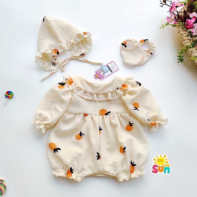 𝗧𝗮̣̆𝗻𝗴 𝗺𝘂̃ 𝘃𝗮̀ 𝗴𝗶𝗮̀𝘆 𝘃𝗮̉𝗶 Size 3-12kg  Vải đũi xốp hạt nhẹ mát  Body cho bé gái sơ sinh