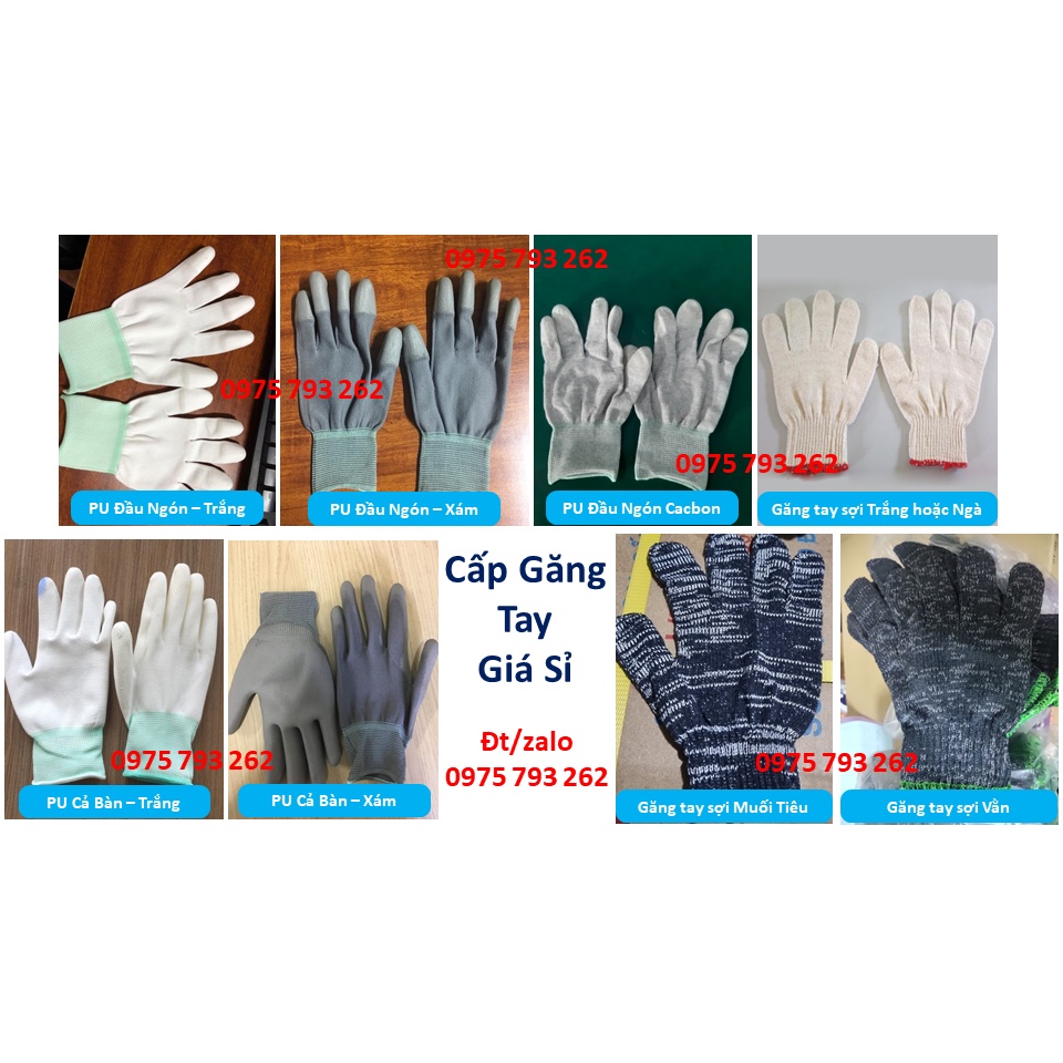 50 đôi Găng Tay Phủ PU Đầu Ngón ESD Giá Rẻ - Màu Xám