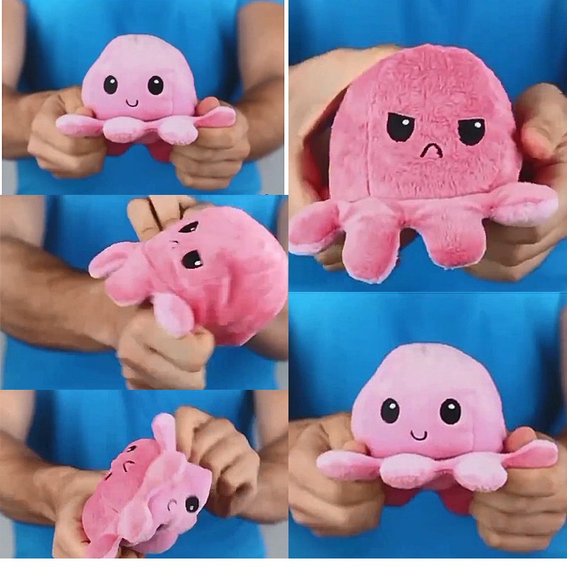 Tiktok Reversible Flip Stuffed Octopus Plush Toy Doll Soft Simulation Reversible Plush Toy Double-sided Mood switcher Baby fidget toy gift Valentine's Day MONKshop