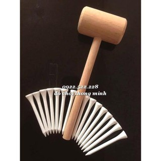 Đồ chơi kỹ sư nhí: búa gỗ và đinh gỗ, bi ve cho bé luyện ta