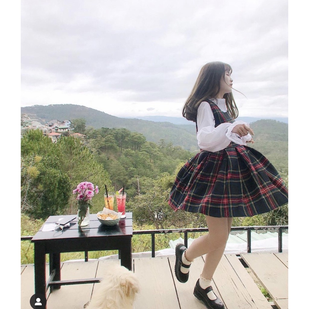 SÉT YẾM CARO ĐỎ ÁO SƠMI TRẮNG TAY DÀI XINH XẮN SYV299 | BigBuy360 - bigbuy360.vn