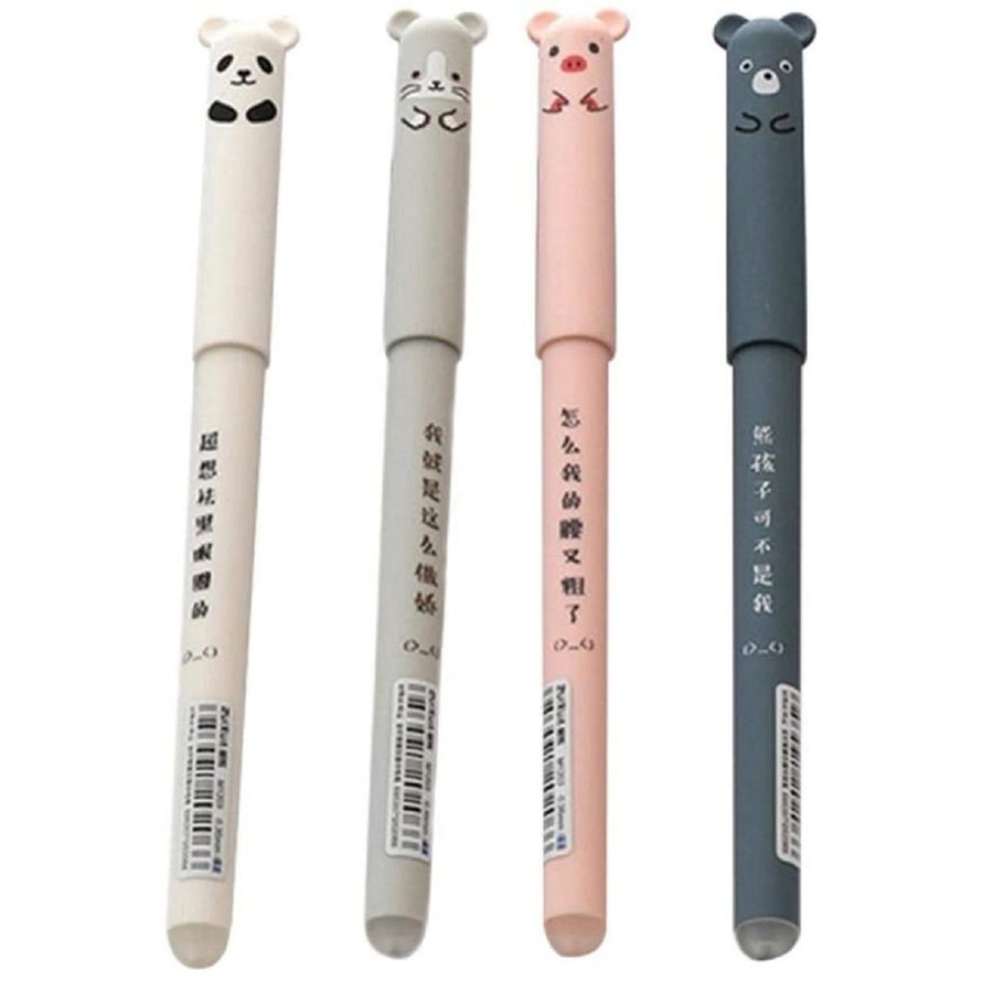 4 cái Bút Gel 0.35 mm Động vật hoạt hình dễ thương có thể xóa được cho sinh viên Văn phòng phẩm