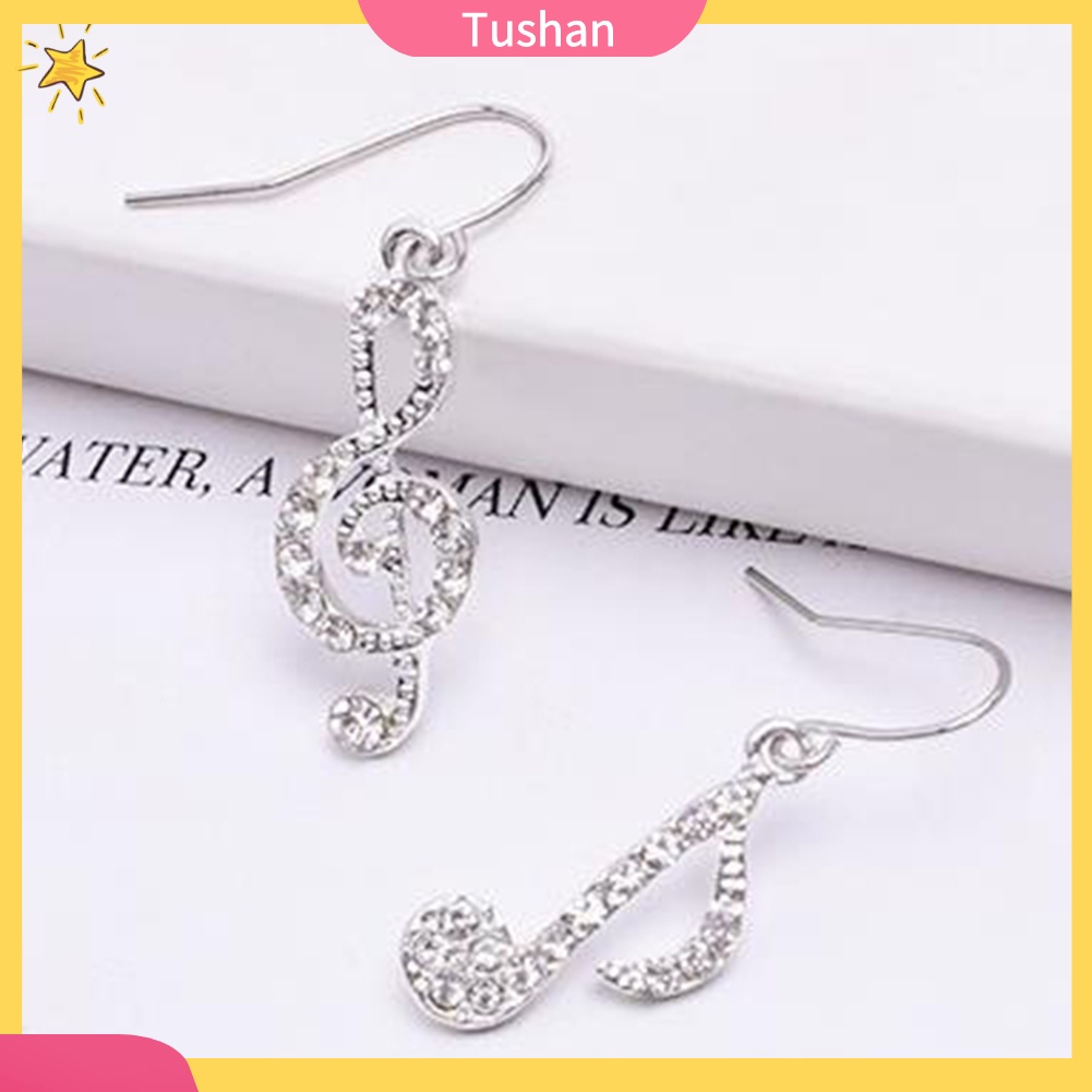 Hoa tai hình nốt nhạc đính đá thời trang dành cho nữ