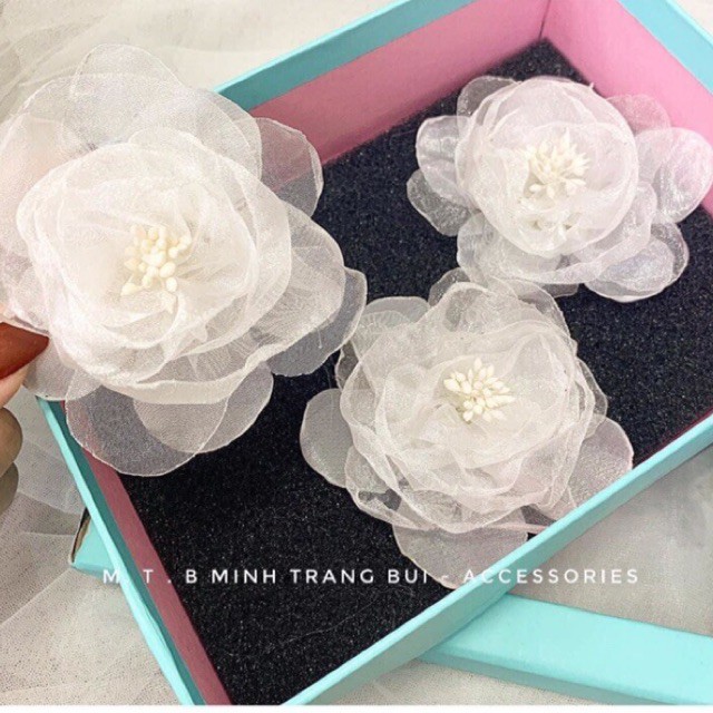 set hoa lụa cài đầu